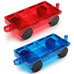 FNJO Magnetic Car Set, Compatible with Magnetic Tiles, 2 Car Trucks