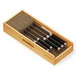 SpaceAid Knife Drawer Organizer Bamboo Insert Dock, Kitchen Steak Knives Holder Organizers Block for Drawer in Storage Organization (Small)