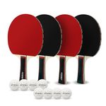 ZTTENLLY Ping Pong Paddles Set of 4 with Balls & Storage Case | Better Control | Sticky Inverted Rubber | Table Tennis Paddles Set for Indoor & Outdoor Games