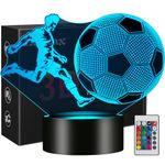 Linkax Football Gifts for Boys, 3D Illusion Night Lamp, Football Night Light for Kids Girls, 16 Colors Change, 6 7 8 9 10 Year Old Boy Birthday Gifts Bedroom Accessories Decor