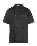 Proluxe Professional Chef Jacket - Short Sleeve - Unisex - Modern Fit - Black and White Available - Sizes XS to 4XL- (2XL, Black)