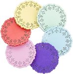 Juvale 600 Pack Mini Paper Doilies for Tables, Dining Table Decor - Round Decorative Medallion Lace Placemats for Birthday Party (4.5 in, 6 Colors)