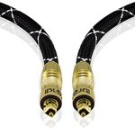 IBRA 3 Feets Black Master Ultra High Resolution Professional Digital Optical TOSlink Gold Cable - Compatible with PS3,Sky HD, HDTVs, Blu-Rays, AV Amps