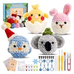 LORDISE Crochet Kit for Beginners Adults, 4 PCS Animal Crochet Kit with Step-by-Step Video Tutorial and Instructions, Soft Yarn, Crochet Hooks, Beginners Crochet Kit Gift for Birthdays