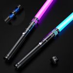 Lightsaber Toy for Kids Adults, Dueling Light Sabers with 16 Colors 4 Modes, Light Saber Light Up Sound Metal Handle Sword, Gifts for Halloween Christmas Decoration (30.7in / 78cm-Black-2 Pcs)