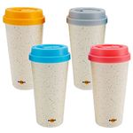 Spill Proof Coffee Mugs with Anti-Leak Locking Lid, Insulated Double-Wall for Hot and Cold Drinks (16oz 4 Pack)