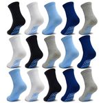 Toddler Socks With Grips For Boys Girls 15 Pairs Non Slip Sticky Crew Socks for 1-10 Years Baby Kids