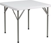 RelyPlast Steel Frame 34''Square Folding Table, Light Grey