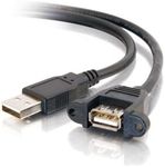 C2G/Cables to Go 28064 USB 2.0 A Male to A Female Panel Mount Cable (3 Feet, Black)