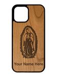 LaserGram Natural Wood Case Compatible with iPhone, Virgen de Guadalupe, Personalized Engraving Included (Cherry Wood)