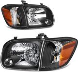 AUTOSAVER88 Headlight Assembly Compatible with 2005-2006 Tundra Crew Cab/Extended Cab (4 Normal-Size Doors) 2005-2007 Sequoia Black Housing Clear Lens(Not suitable for Regular Cab and Assess Cab)