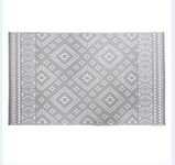 PaMeer Grey And White Outdoor Rug, Polypropylene Patio Rugs, Picnic Mat, Easy Clean Washable Rug Anti Slip Outdoor Rugs For Garden, Waterproof Picnic Blanket Small_ 120 x 180 cm (Grey & White)