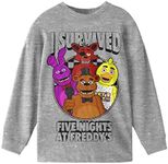 Five Nights at Freddy's I Survived Boy's Athletic Heather Long Sleeve Shirt-Large