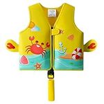 vveWin UV Neoprene Swim Vest for Kids with Security Buckle for Toddlers Ages 1-8 Girls & Boys (Yellow-1, Medium)