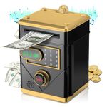 Vubkkty Money Boxes, Electronic Money Bank Cash Coin Can for Kids, Password Money Saving Box ATM Bank with Music Touchscreen, Christmas Toys Gifts for Girls Boys Age 6 7 8 9 10(Black)