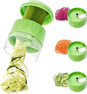 SUREWIN Vegetable Spiralizer 3 in 1 Handheld Vegetable Slicer Zucchini Spaghetti Maker, Spiralizer for Veggie Noodles Adjustable Spiral Slicer for Low Carb Vegan Meals - Green