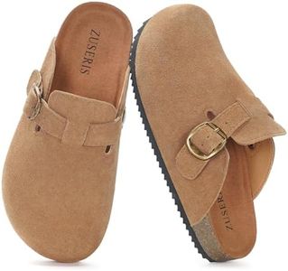 ZUSERIS Kids Suede Clogs Boys Girls Cork Potato Shoes,Brown,3 C