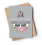 Funny wedding card for groom and bride with envelope | Original joke adult engagement card for him and her | Hilarious congratulatory present for wedding shower or engagement party