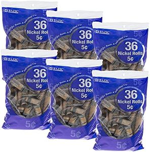 BAZIC Products Nickel Penny Coin Wrappers – Durable Preformed Paper Tube, Sleeves for Coin Sorter and Holder,(36/Pack), 6-Packs