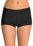 Ecute Womens Swimming Shorts Beach Swimwear Bikini Bottom, Black-1, UK 12