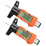 Preciva 2pcs Tyre Tread Depth Gauge, 0-25.4 mm Inch Digital Tyre Depth Gauge UK, Precision Tyre Tread Checker, Tyre Depth Measuring Tool with Large LCD Screen for Cars, Trucks, Motos, Orange