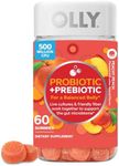 OLLY Probiotic + Prebiotic Gummy, Digestive Support and Gut Health, 500 Million CFUs, Fiber, Adult Chewable Supplement for Men and Women, Peach, 60 Day Supply - 60 Count