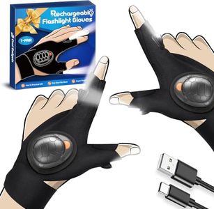 PARIGO Flashlight Gloves for Men Rechargeable (1 Pair) Stocking Stuffers for Men Dad Him Husband Teen Boys, Christmas Birthday Gifts Cool Gadgets Led Gloves for Fishing Camping Repairing