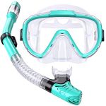 Seovediary Kids Snorkel Set, Dry Top Snorkel Mask Anti-Leak Snorkeling Gear with Carrying Bag, Panoramic Tempered Glass Swimming Diving Goggles for Youth Junior Child