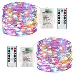 Fairy Lights Battery, 2Pack 13M 120LEDs String Lights Waterproof, with 8 Modes Remote Control Indoor/Outdoor Fairy Lights for Garden, Wedding, Party, Festival, Christmas Decorations (Multi-Coloured)