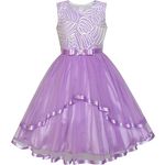 Sunny Fashion Flower Girl Dress Purple Belted Wedding Party Bridesmaid Age 10 Years