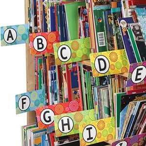 Really Good Stuff Classroom Library Alphabet Book Dividers - 26 Assorted Color Dividers for Organizing Books - Teacher Supplies for Classroom and Bookshelf Markers for Shelves