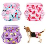 Heyu-Lotus Reusable Dog Nappies Female 3 Pack Washable Female Period Pants for Dogs Puppy Sanitary Diapers Wraps for Small Medium Large Incontinence Dogs(M, 38-48CM)