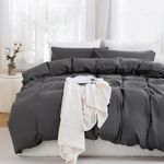 TOCOMOA Duvet Cover King, 100% Microfiber Comforter Cover Set, Ultra Soft 3 Pieces Bedding Set with 1 Duvet Cover and 2 Pillowcases (Dark Grey, King)