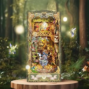 DIY Book Nook Kits for Adults & Kids, Green Field Secret Realm DIY Miniature Dollhouse Booknook Kit for Bookshelf Decor, 3D Wooden Puzzle Bookends for Collectors and Decorations