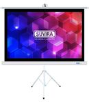 SUVIRA Matte White Fabric 100 Inch Projector Screen with Stand - Indoor and Outdoor Projection Screen for Movie or Office Presentation - 4:3 HD Premium Wrinkle-Free Tripod Screen for Projector