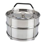 lmoikesz Two Stackable Steamer Insert Pans Stainless Steel Electric Pressure Cooker Insert