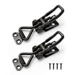 Stainless Steel Toggle Clamps, TIANLIN 2 Pieces Black Toggle Latches, Adjustable Catches and Latches, 100kg/220lbs Holding Capacity Clasp Closure, for All Kinds of Boxes and Closets