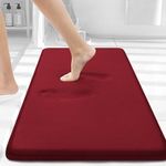 Smiry Memory Foam Bath Mat 24" x 16", Extra Soft Absorbent Bathroom Rugs Non Slip Bath Rug Runner for Shower Bathroom Floors, Red