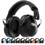Dr.meter Hearing Protection Ear Muffs, 31dB Noise Reduction Safety Earmuffs with Adjustable Headband for Adults Kids Autism Sensory, Ear Muff for Yard Work, Mowing or Hunting -Pure Black