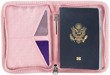 Zero Grid Passport Wallet - Travel Document Holder w/RFID Blocking, Rose Pink, Single