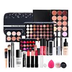 24 pcs All-in-One Makeup Set Teenage Gift Essential Starter Kit Lip Gloss Blush Brush Eyeshadow Palette Highly Pigmented Cosmetic Palette With Travel Carry Cosmetic Bag