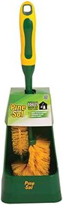 Pine-Sol Toilet Bowl Cleaner Brush with Holder | Heavy Duty Cleaning Wand with Under The Rim Scrubber, Non-Slip Handle, Storage Caddy | Bathroom Supplies, Yellow, Green