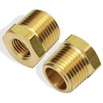 Boeray 2pcs 1/2 Inch NPT Male to 1/4 Inch NPT Female Reducer Brass Pipe Hose Tube Fitting Reducing Hex Head Bushing Adapter Convert