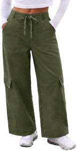 Aoysky Womens Wide Leg Baggy Cargo Pants Casual Trousers Y2k Streetwear