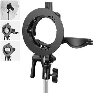 NEEWER S Type Bracket Holder with Bowens Mount for Round Square Head Flash Speedlite Compatible with Godox AD200Pro V1 NEEWER Z2 Z1 Z760 NW760 NW700 TT560 Q3, Large Handle, Umbrella Mount, CRB1