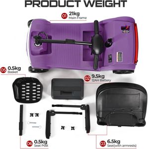 Discover Mobility Pilot 2026 Portable Mobility Scooter, 4mph, 136kg, Purple