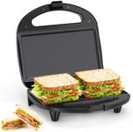 Snailar ABS07 Sandwich Maker, 2 Slice Grilled Cheese Maker with Non-stick Flat Plates, Indicator Lights, Cool Touch Handle, Easy to Clean and Store, 750 W, Black
