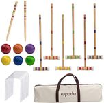 ROPODA Six-Player Croquet Set with Wooden Mallets, Colored Balls, Sturdy Carrying Bag for Adults &Kids, Perfect for Lawn,Backyard,Park and More