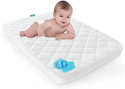 Travel Cot Mattress Protector Waterproof, Quilted Pack N Play Crib Mattress Cover(97x67cm), Fits All Baby Portable Mini Cribs, Ultra Soft, White