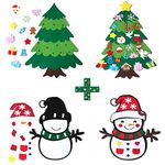 DIY Felt Christmas Tree & Snowman Set - 2 Pack Xmas Gifts for Kids - Wall Hanging Detachable Felt Christmas Tree for Toddlers